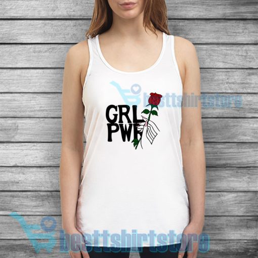 Girl Power Hand Up With Rose Tank Top